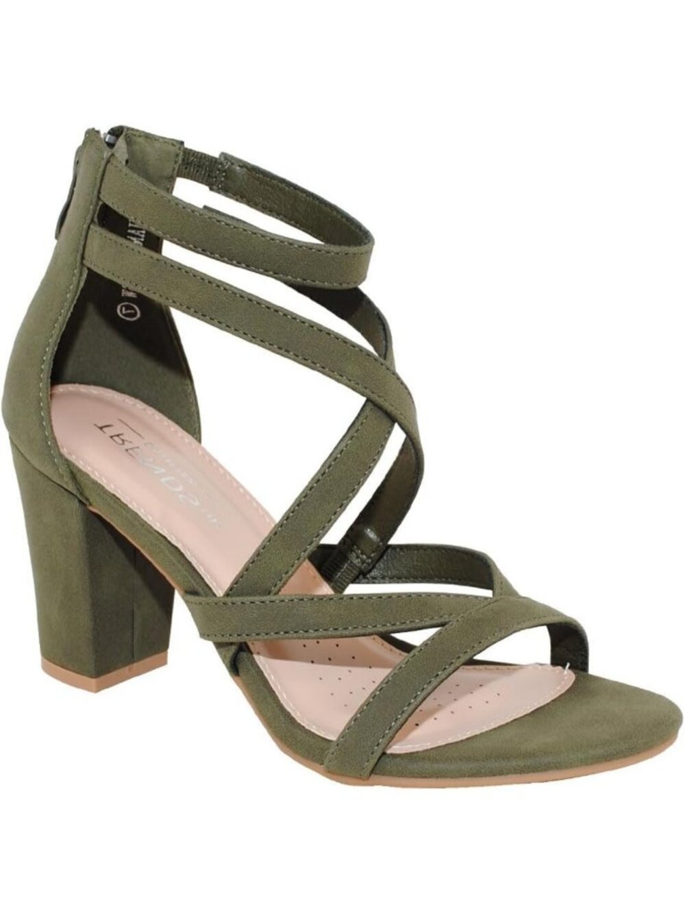 Chic Women's Open Toe Block Heel Sandals, Strappy Ankle Strap with Zipper